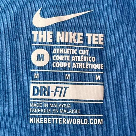 NIKE DRI FIT ATHLETIC CUT BLUE TEE SIZE M - Picture 10 of 10